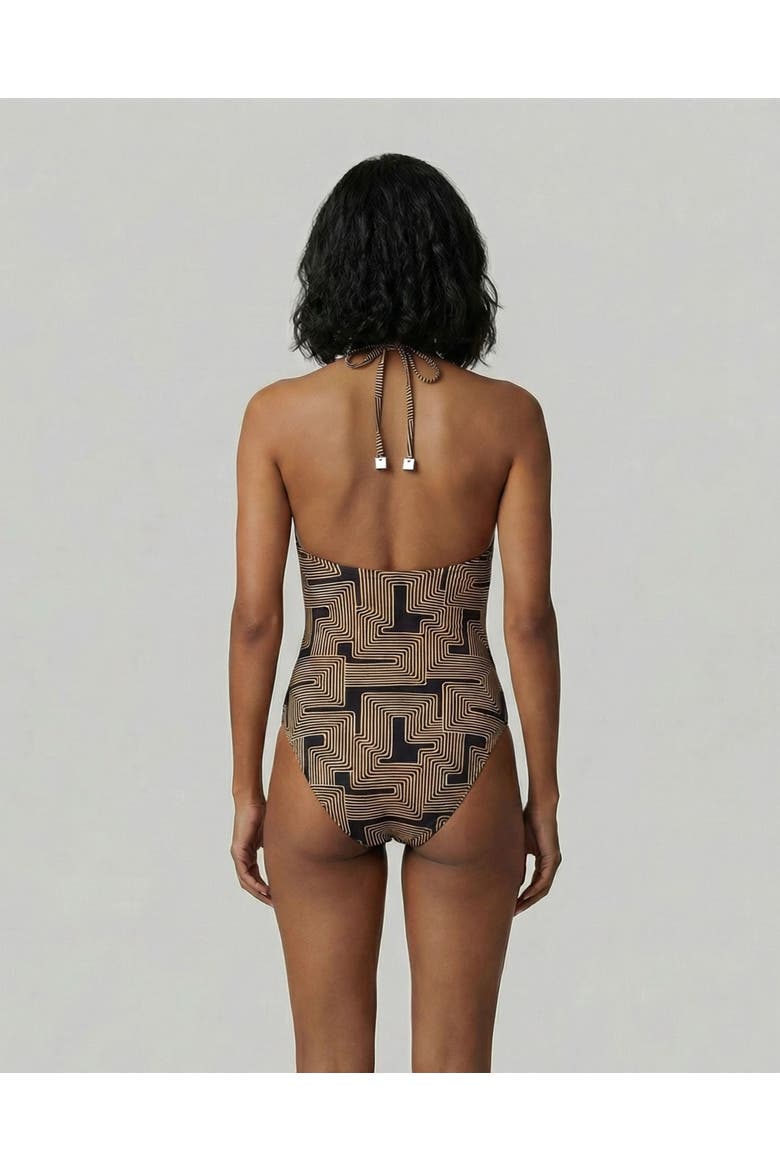 Inter Twine Womens Halter One-Piece Swimsuit, Alternate, color, Inter Twine Black