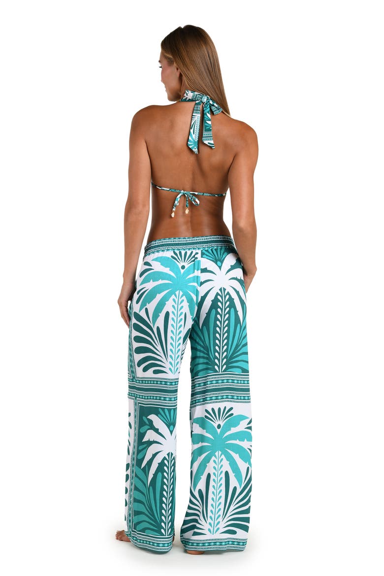 Patchwork Palms Cover-Up Wide Leg Pants, Alternate, color, TURQUOISE