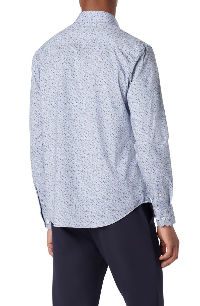 Bugatchi James OoohCotton<sup>®</sup> Geometric Print Button-Up Shirt, Alternate, color, Air Blue