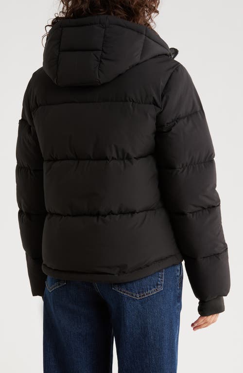 Bcbgeneration Missy Hooded Water Resistant Crop Puffer Jacket In Black