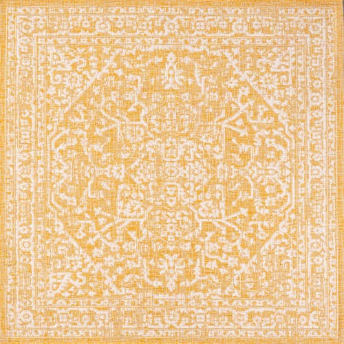 Jonathan Y Malta Bohemian Medallion Textured Weave Indoor/outdoor Area Rug In Yellow/cream