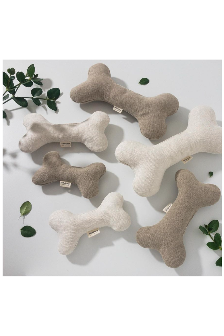 Organic Dog Toy for Gentle Chewers | Plush Hemp & Cotton Dog Bone | USA Made, Alternate, color, Ivory