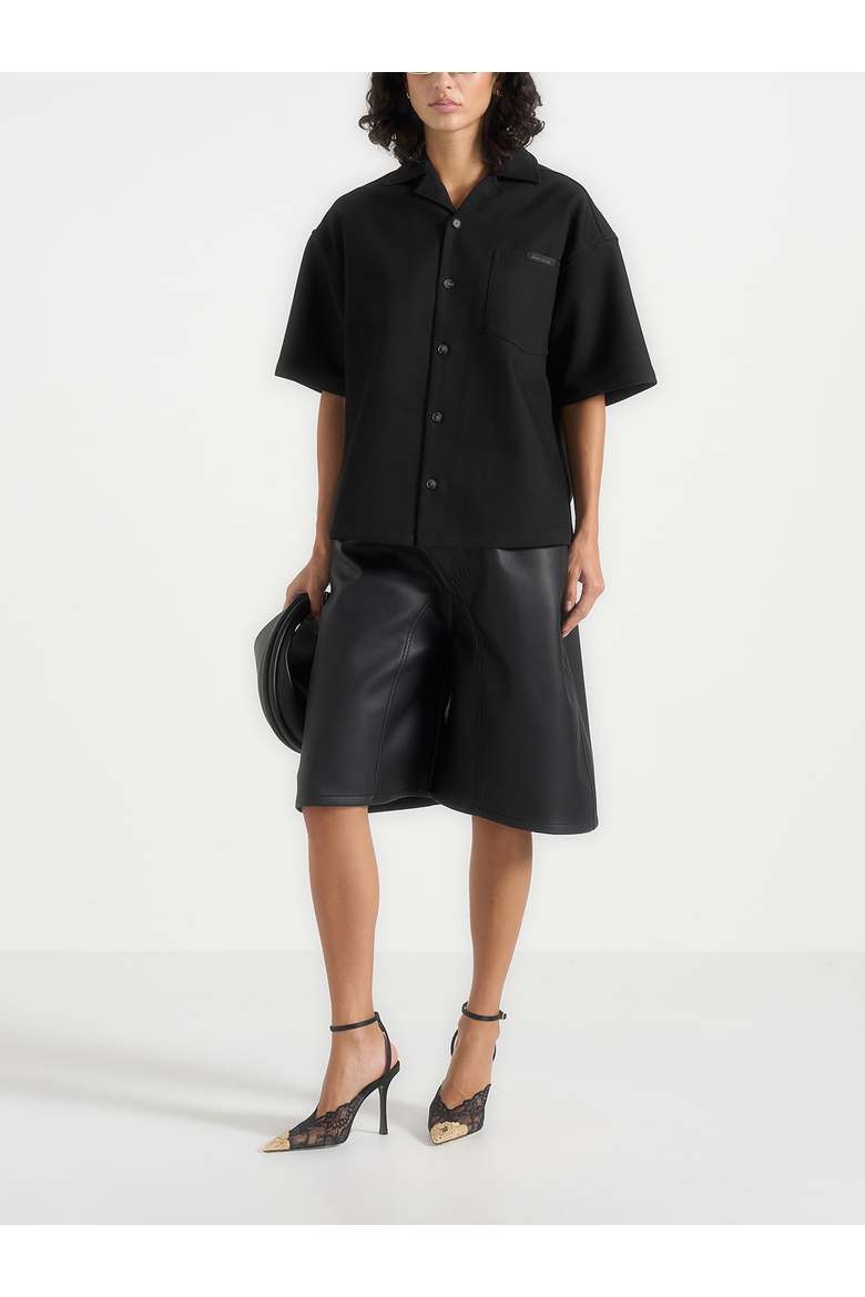 Brook Unisex Signature Twill Boxy Shirt, Main, color, Black