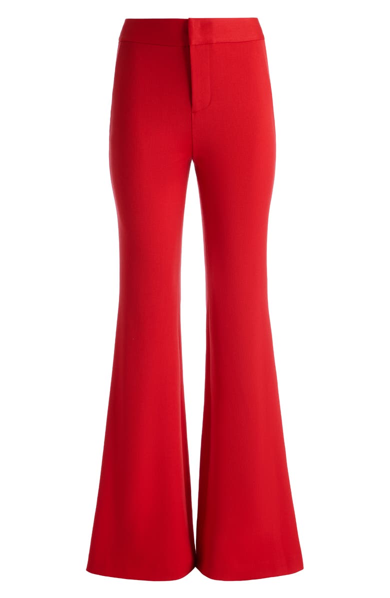 Alice + Olivia Deanna High Waist Flare Pants, Alternate, color, Perfect Ruby