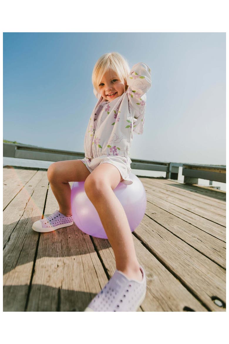 French Terry Snails Shorts, Alternate, color, Lilac Snails Print