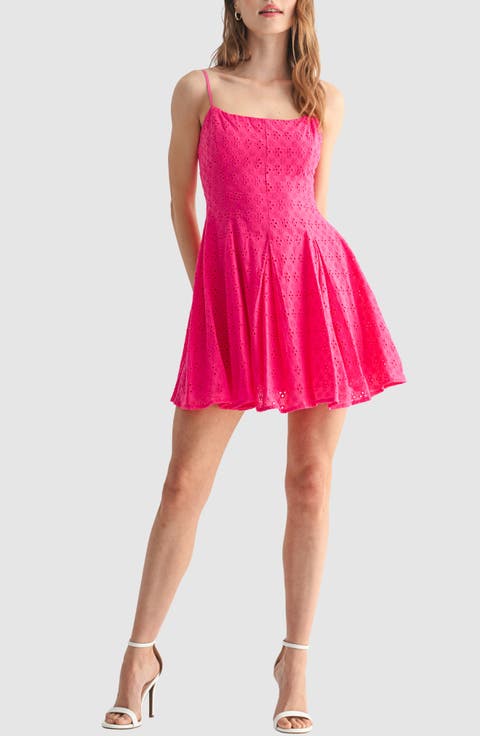 Eyelet Fit & Flare Minidress