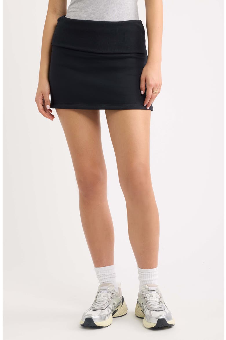 Foldover Fleece Miniskort, Main, color, BLACK JET