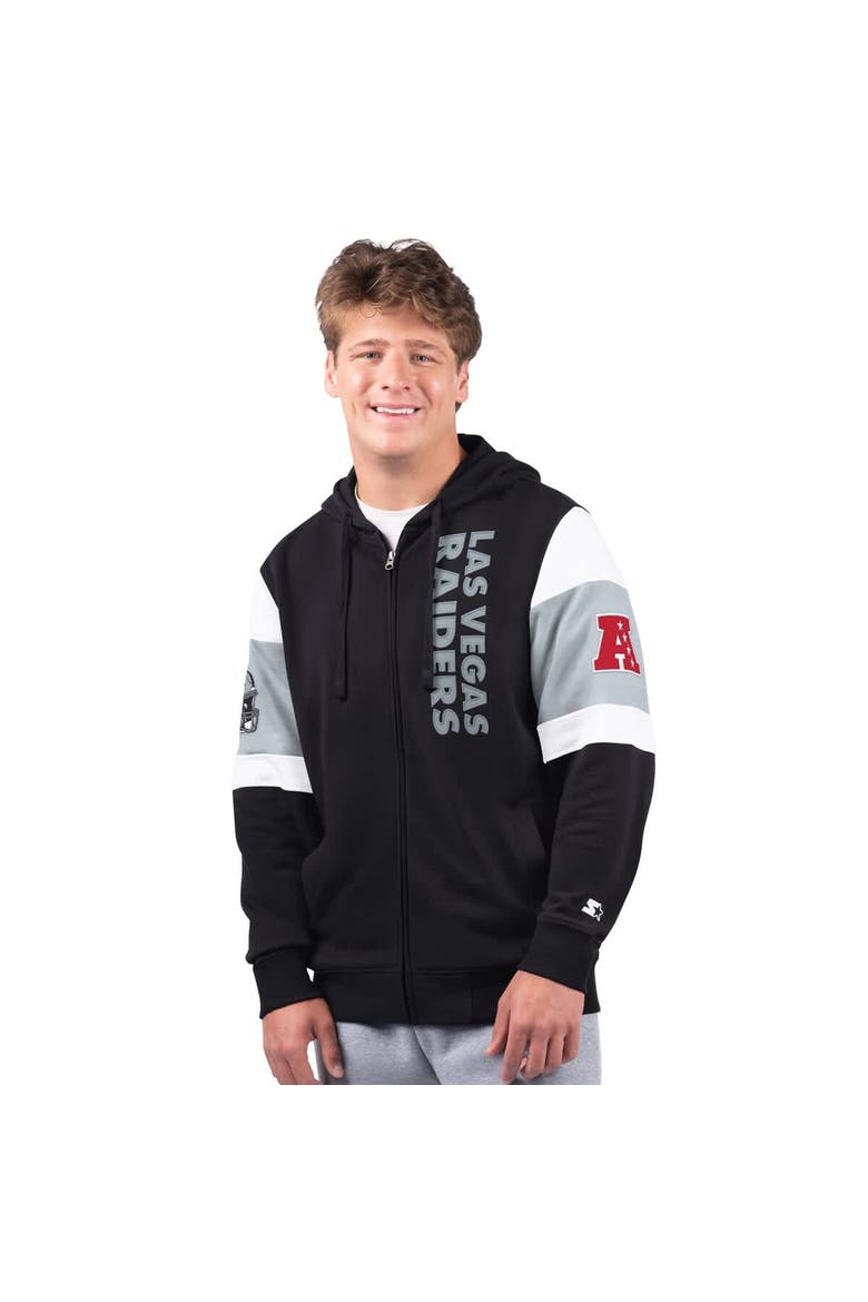 Men's Starter Black Las Vegas Raiders Extreme Full-Zip Hoodie, Main, color, Black