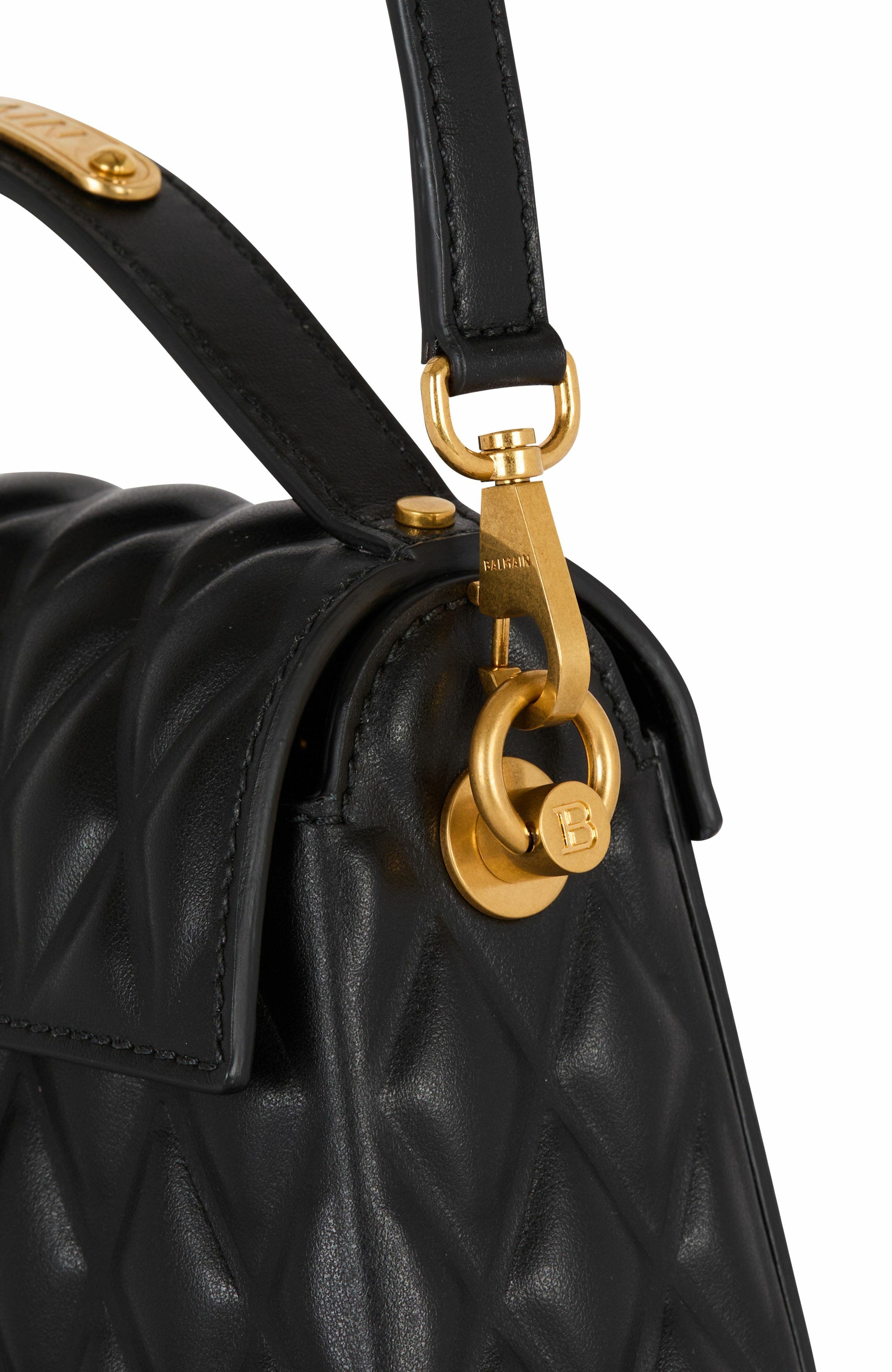 Balmain B-Buzz Dynasty Bag In Quilted Calfskin, Alternate, color, Black