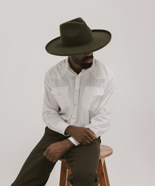 Two Roads Hat Co. Five Points Wide Brim Fedora Hat In Forest Green