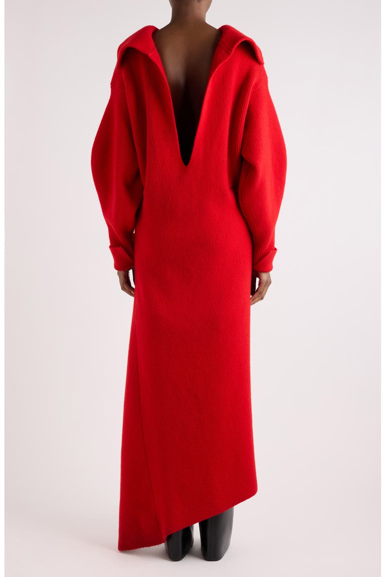 High Neck Slashed Knit Minidress, Alternate, color, RED