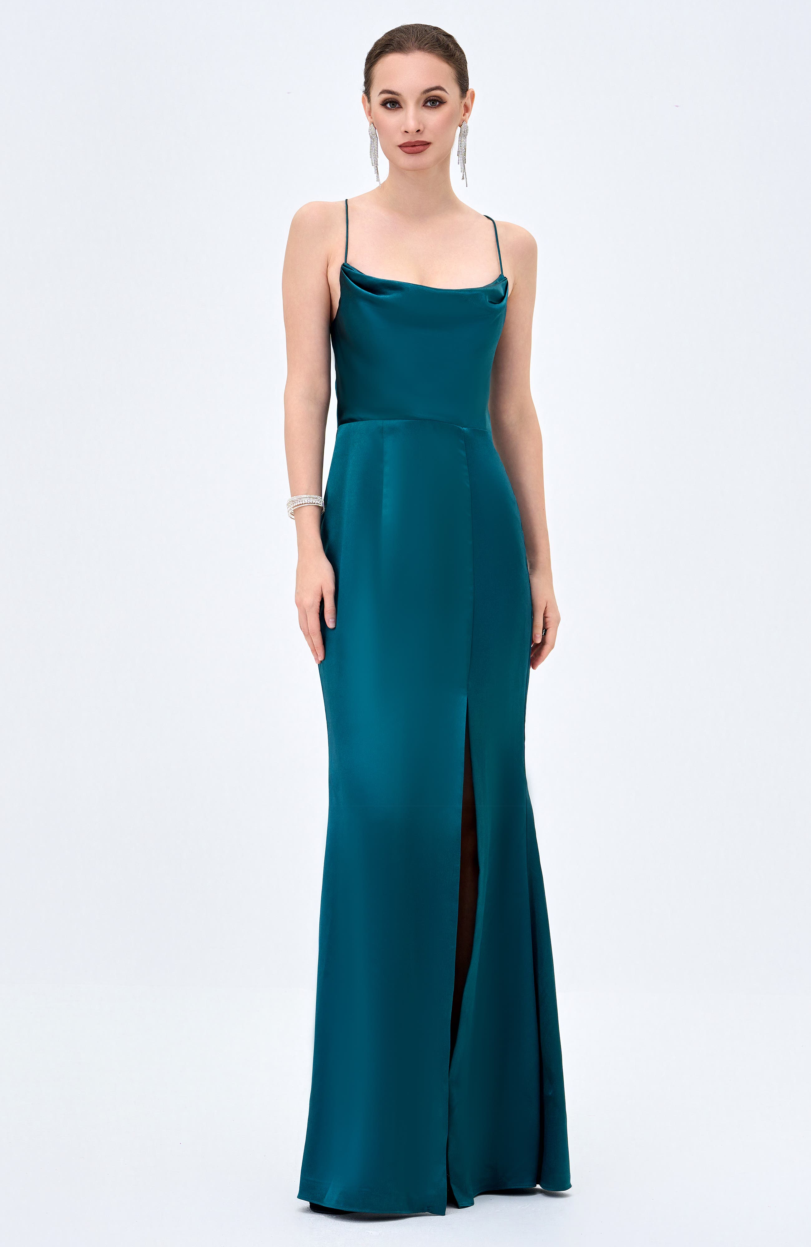 Stephanie Cowl Draped Satin Gown - image 2