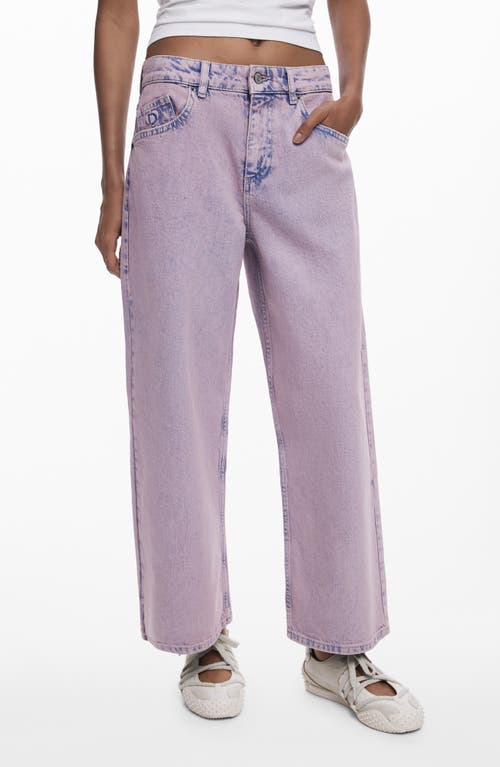 Desigual Wide Leg Jeans In Purple