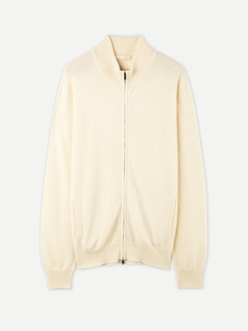 Gobi Mongolian Cashmere Full Zip Stand Collar Cardigan In Neutral