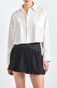 Derek Lam 10 Crosby Evelina Poplin Boxy Button-Up Shirt
