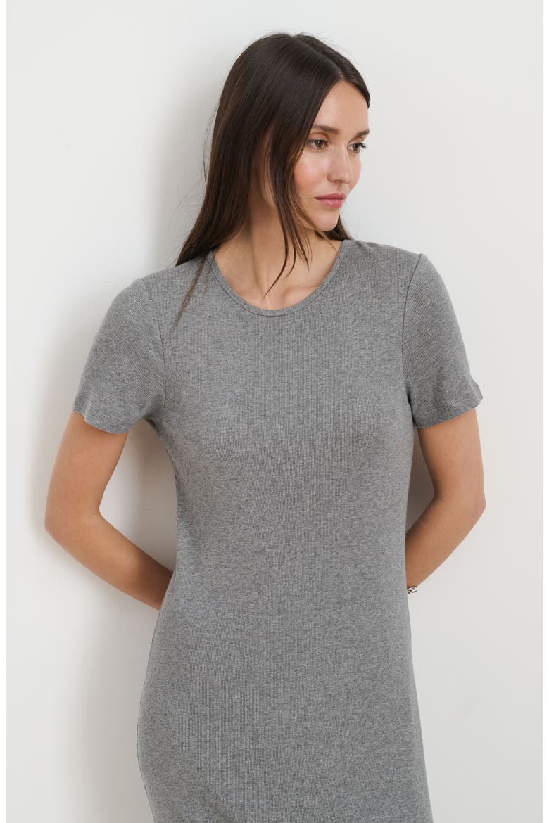 Carolyn Fine Rib Dress, Alternate, color, HEATHER GREY