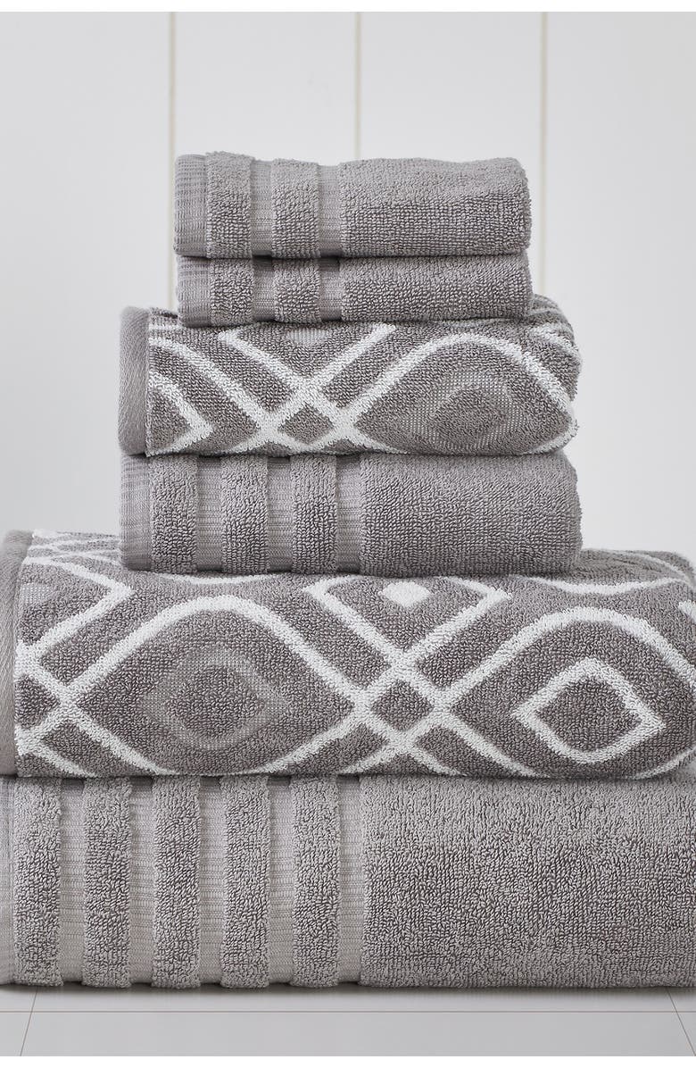 Modern Threads Yard Dyed Towel 6-Piece Set, Main, color, Ash Grey
