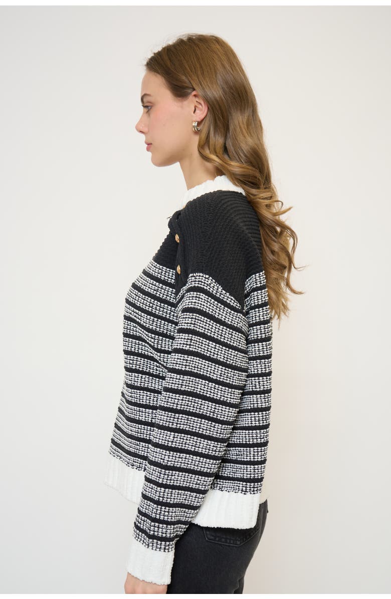 Central Park West Tasha Chenille Crew, Alternate, color, Black/White