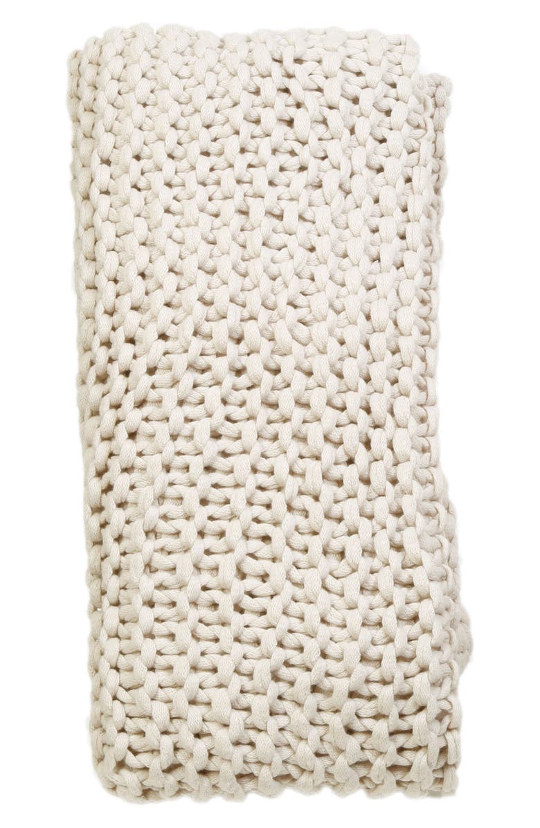 Pom Pom at Home Finn Chunky Knit Throw Blanket, Main, color, Antique White