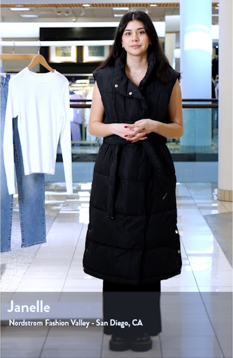 Belted Longline Quilted Vest, sales video thumbnail