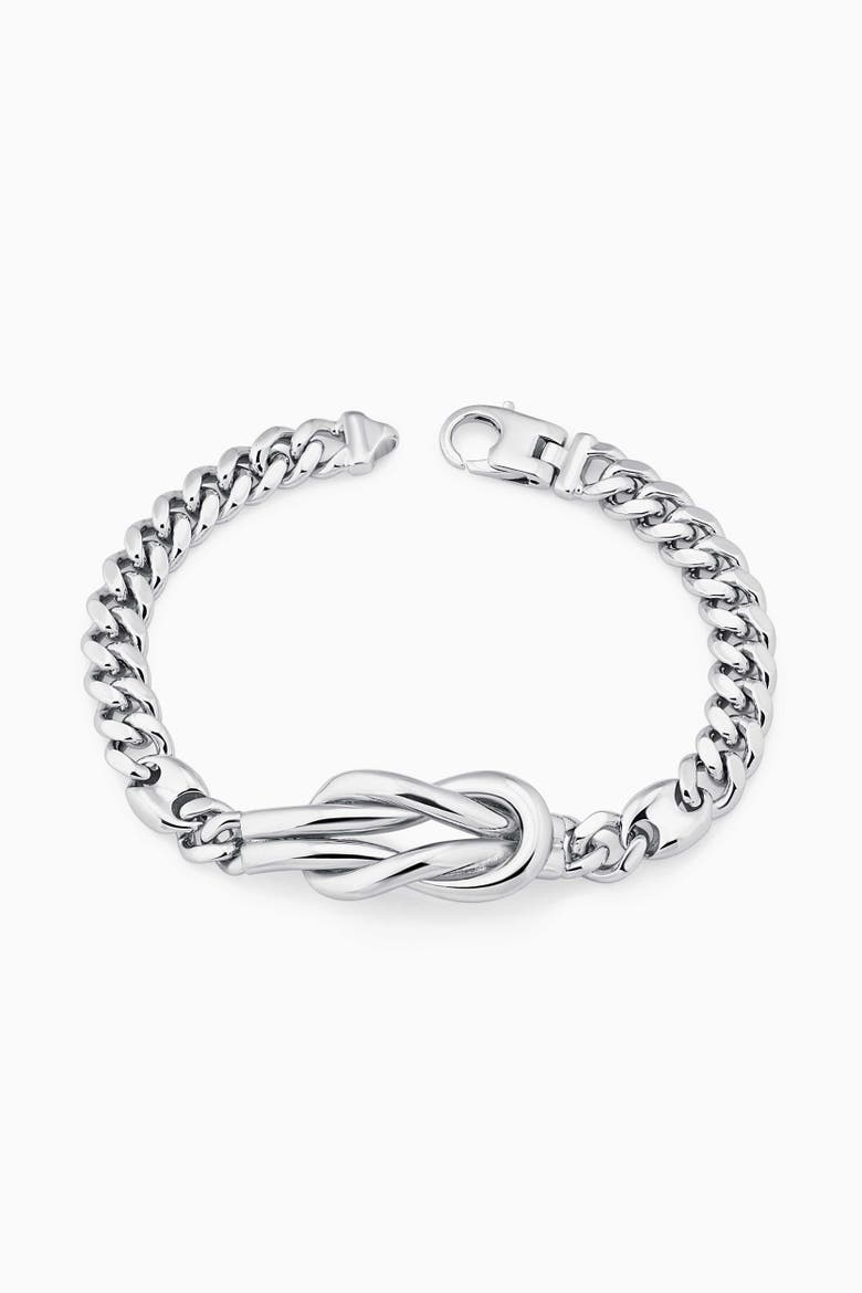 Sterling Silver Infinity Knot Curb Bracelet, Main, color, Sterling Silver
