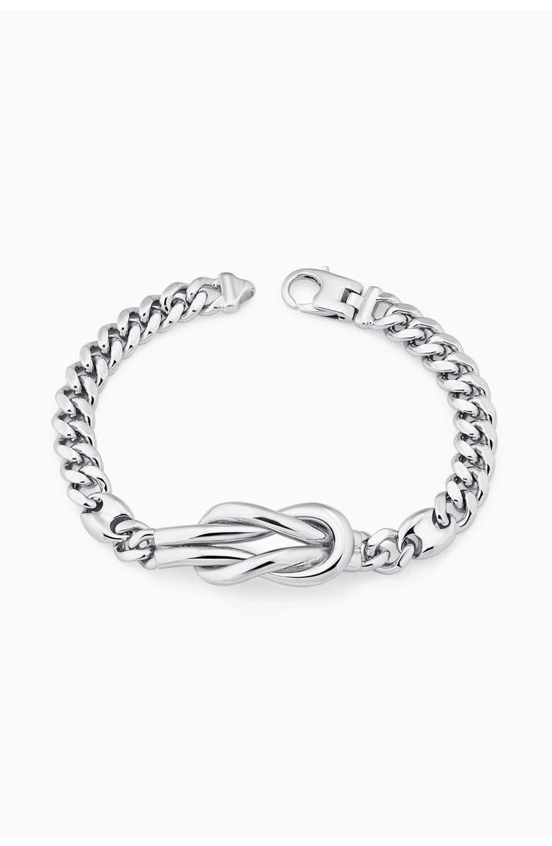 Oradina Sterling Silver Infinity Knot Curb Bracelet, Main, color, Sterling Silver