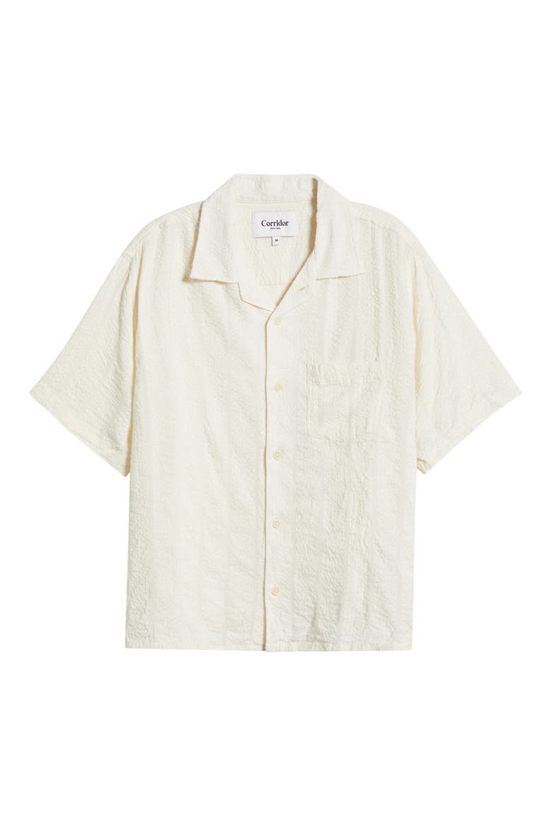 Stripe Seersucker Camp Shirt, Alternate, color, WHITE