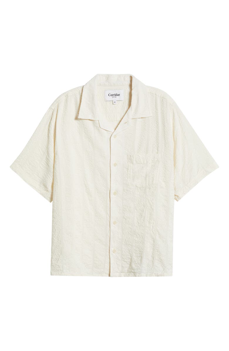 Corridor Stripe Seersucker Camp Shirt, Alternate, color, White