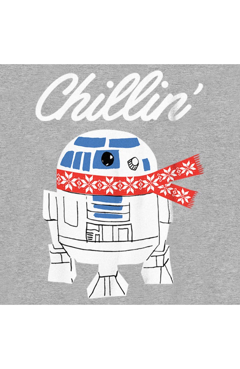 Star Wars Boy's Star Wars Christmas Chillin R2-D2  Graphic T-Shirt, Alternate, color, Athletic Heather