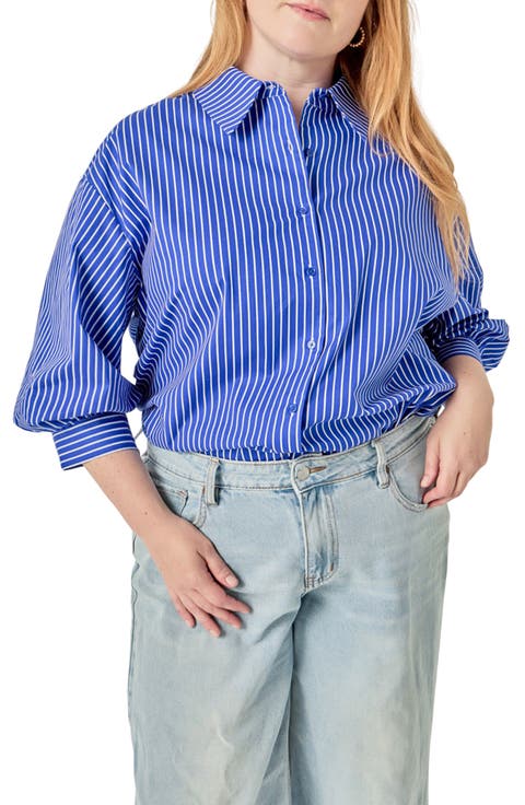 Striped Balloon Sleeve Shirt