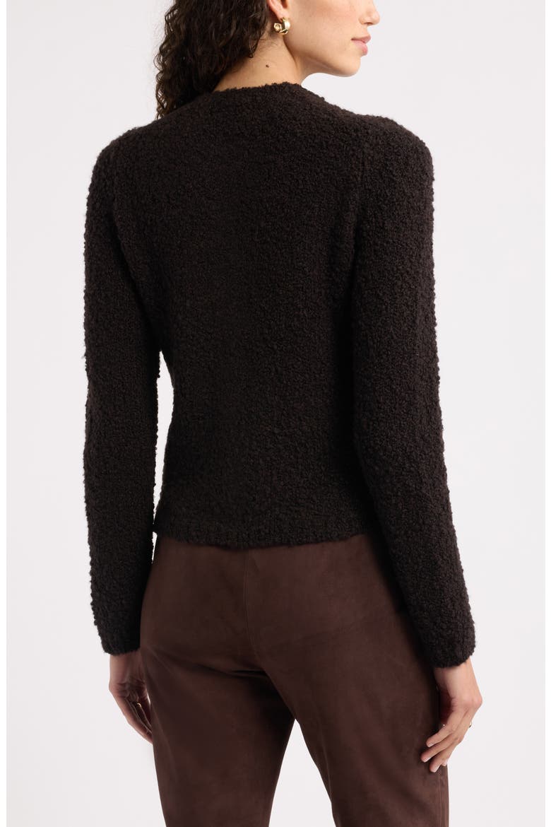 Textured Crewneck Cardigan, Alternate, color, BROWN MOLE