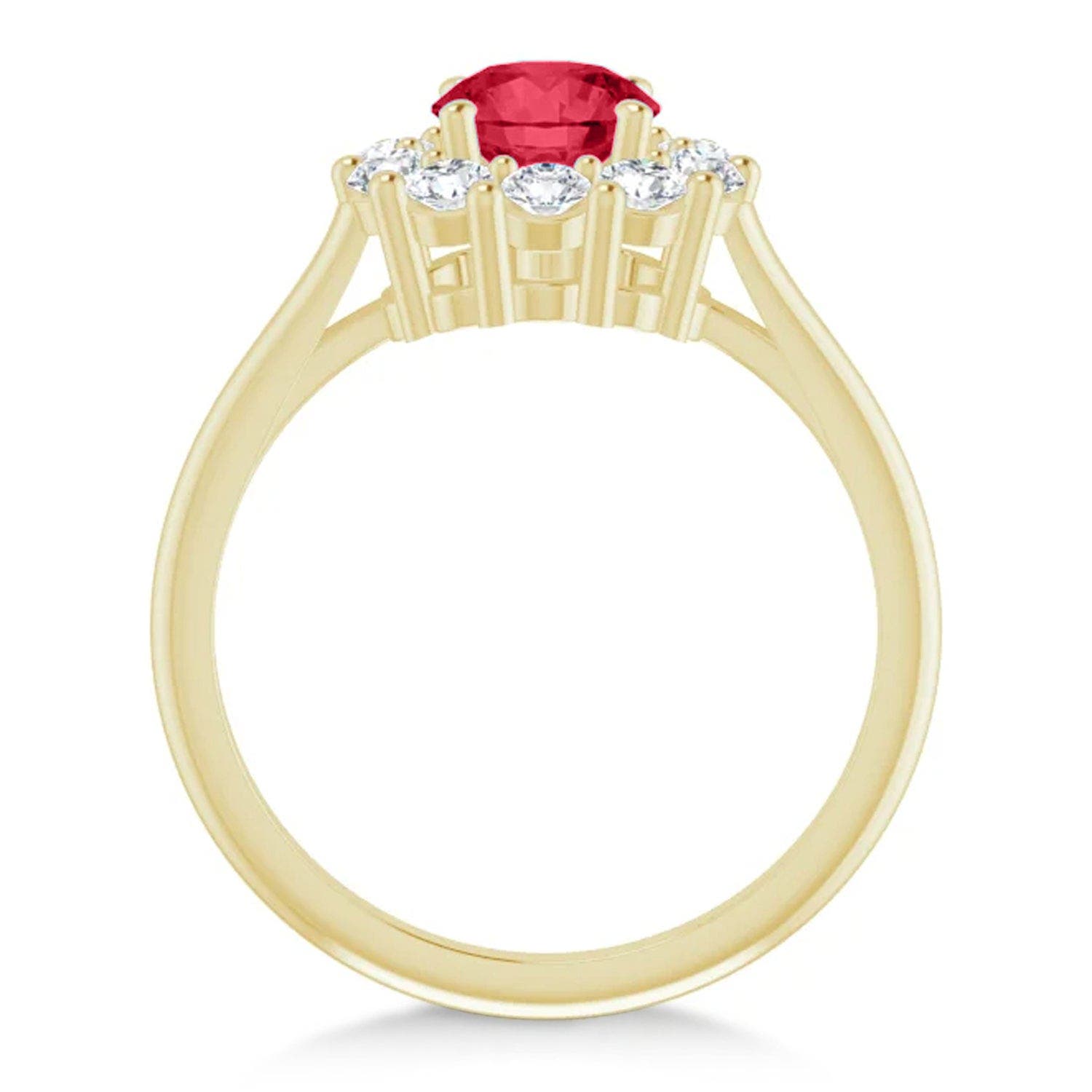 ALLUREZ Round Lab Ruby & Diamond Halo Ring 14K (Women) | Nordstrom