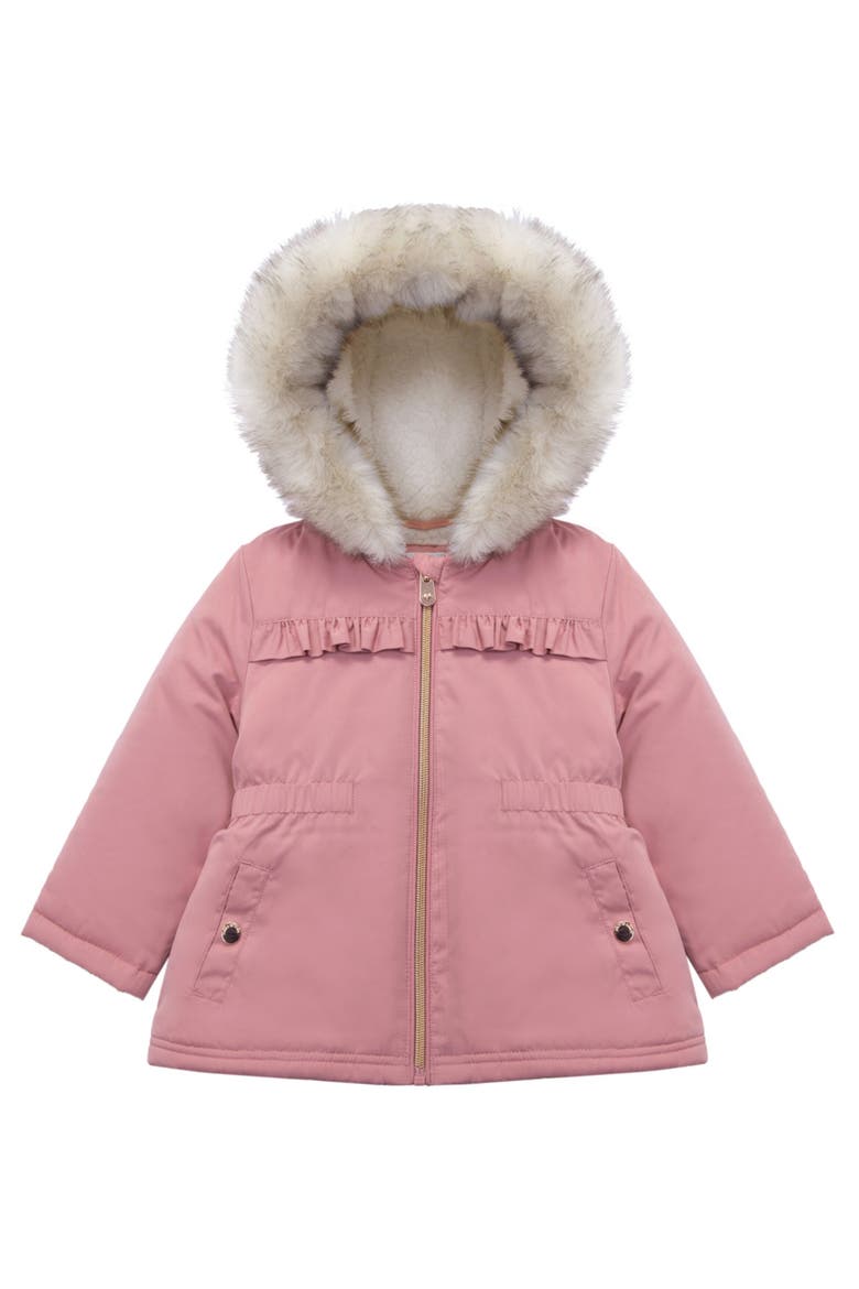 Borg Lining Puffer Coat, Main, color, Rose Pink