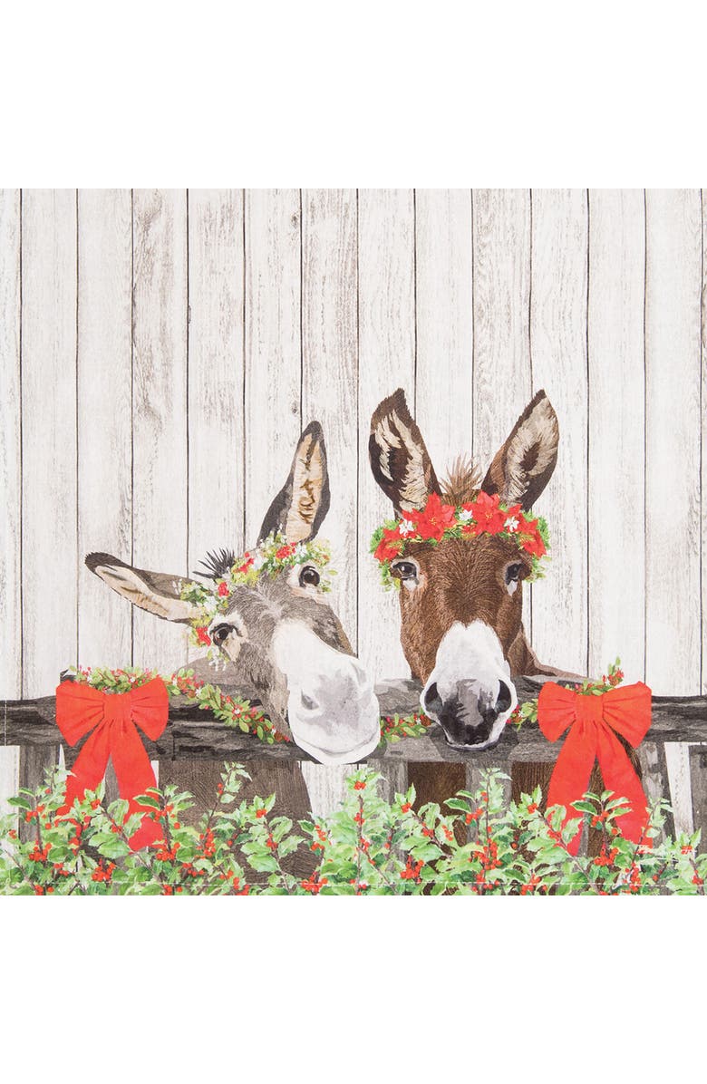 C&F Home Christmas Donkeys Printed 100% Cotton Flour Sack Dishtowel, Alternate, color, Off-White