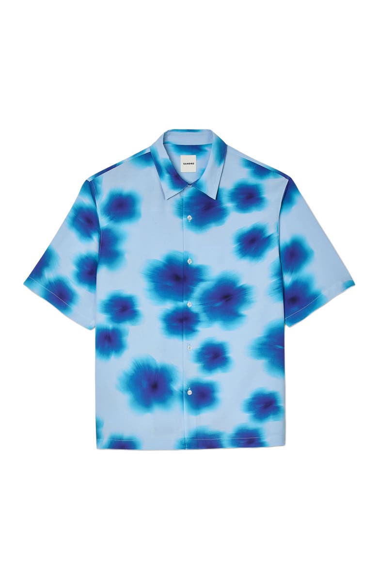 SANDRO Floral motif shirt, Alternate, color, Blue Sky