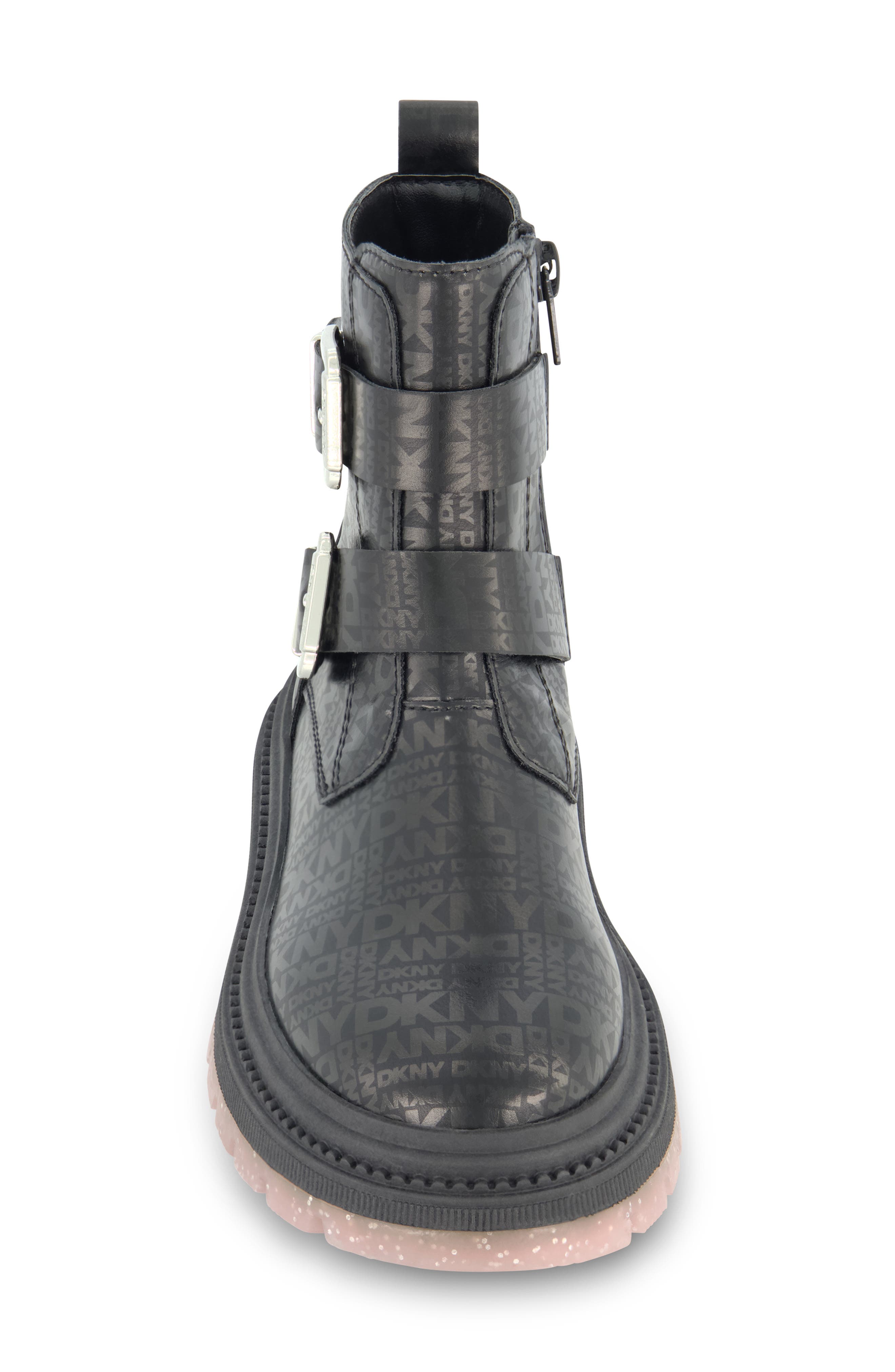 DKNY Kids' Crissa Buckle Boot, Alternate, color, Black / Pink