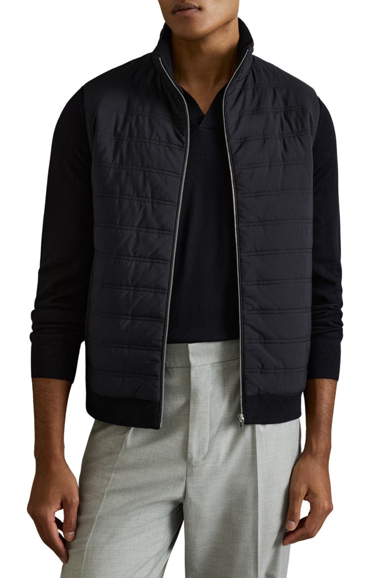 William Mixed Media Vest, Main, color, NAVY