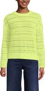 Lands' End Cotton Blend Pointelle Crew Neck Sweater