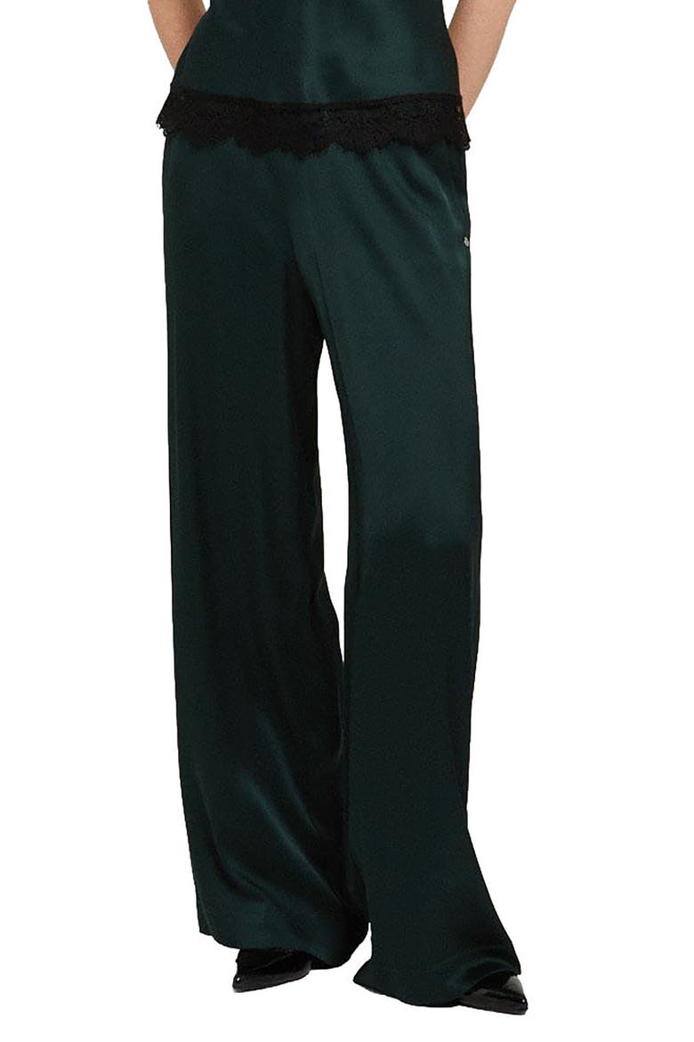 Viscose Palazzo Trousers, Alternate, color, Forest