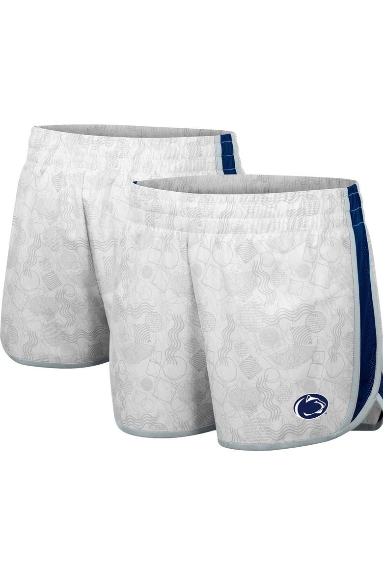 Women's Colosseum White Penn State Nittany Lions The Plastics Geo Print Shorts, Main, color, White