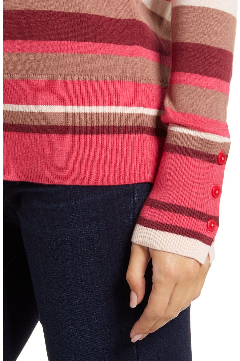Crewneck Sweater, Alternate, color, PINK MULTI STRIPE