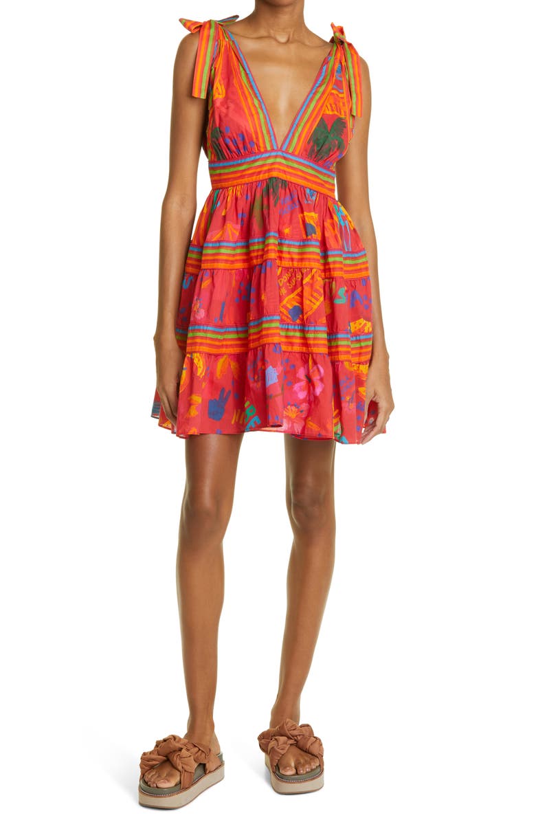 FARM Rio Good Vibes Cotton Minidress, Main, color,