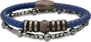 HMY JEWELRY Men's Set of 2 Assorted Howlite & Braided Leather Bracelets