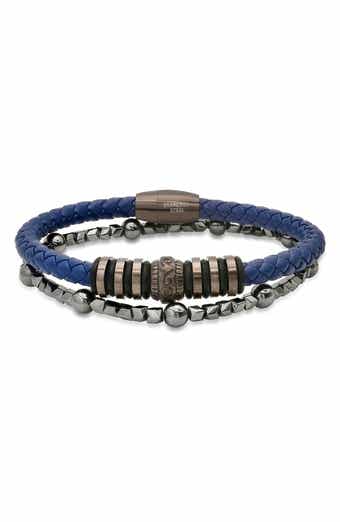 HMY JEWELRY Men's Set of 2 Assorted Howlite & Braided Leather Bracelets