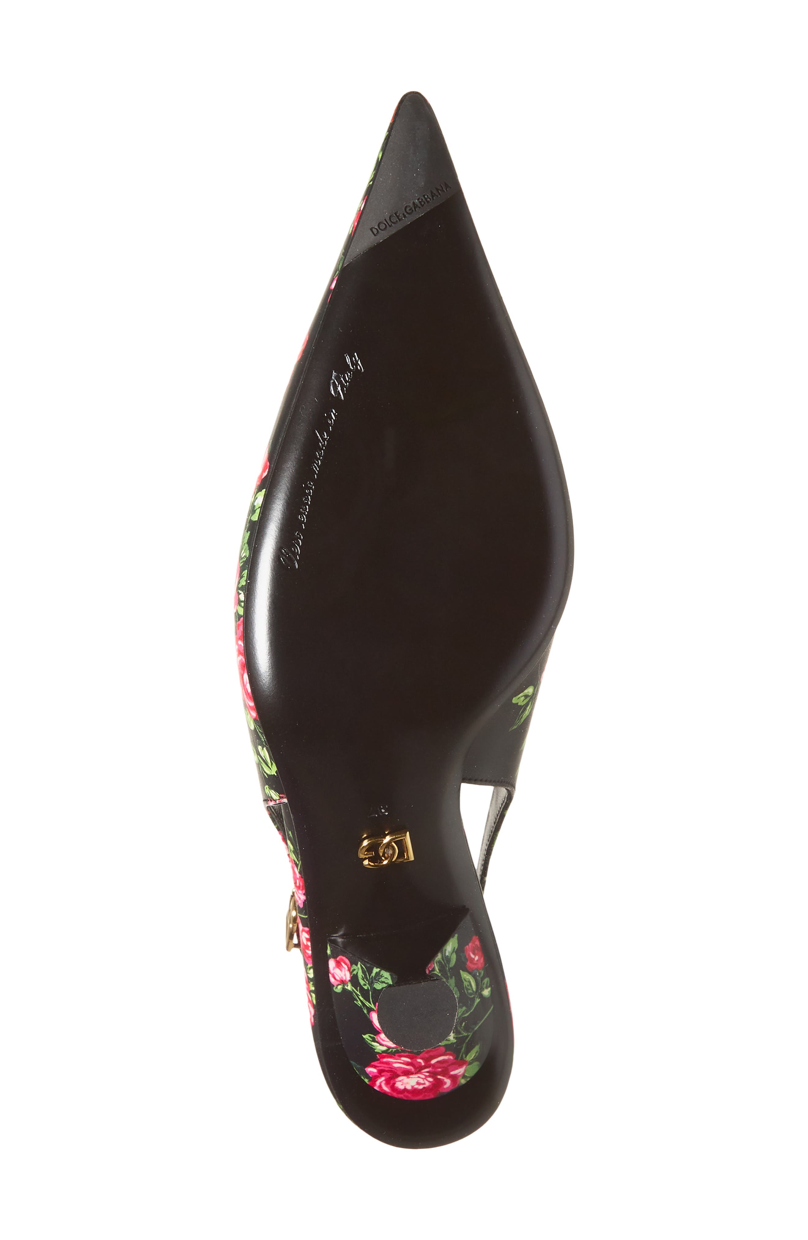 Dolce&Gabbana Lollo Rose Print Kitten Heel Slingback Pump, Alternate, color, Mazzolini Rose F.ner