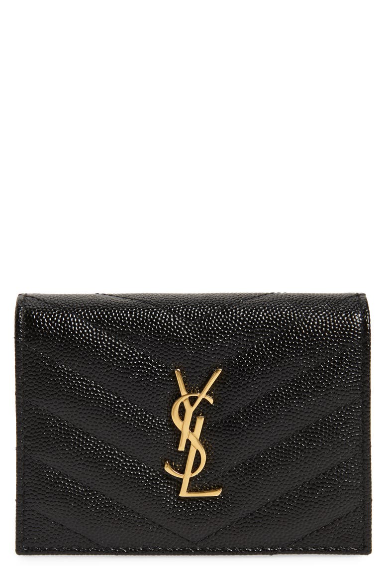 Monogram Quilted Leather Leather Flap Card Case, Main, color, NOIR