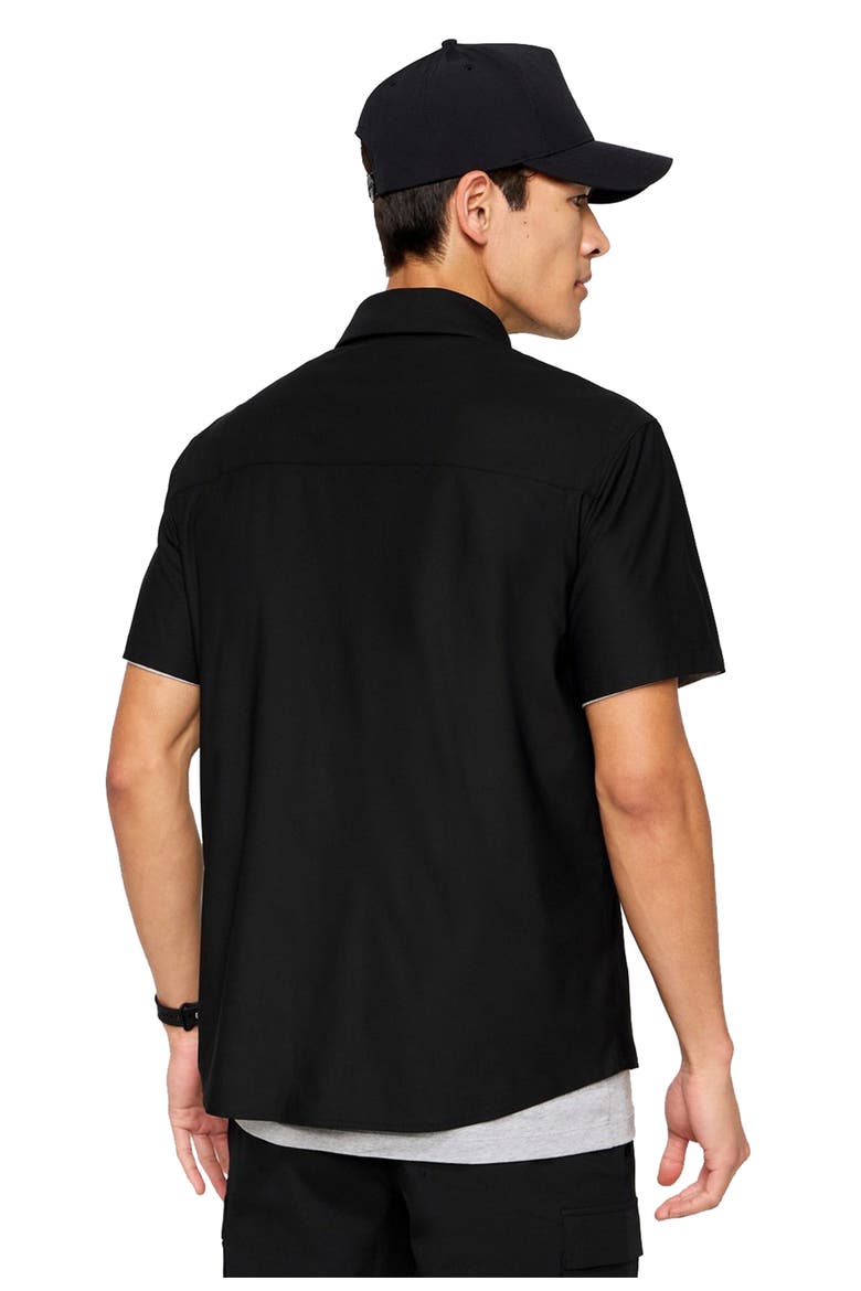 The Don Short Sleeve Button Up, Alternate, color, Black