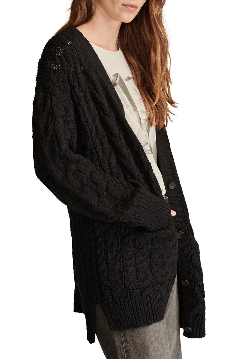 Lucky Brand Cable Cardigan Sweater, Alternate, color, 