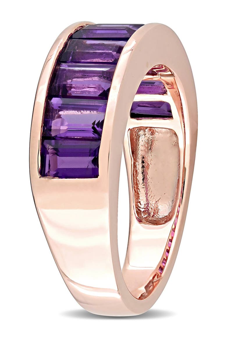 Rose Gold Plated Channel Set Baguette Cut Amethyst Ring, Alternate, color, PURPLE