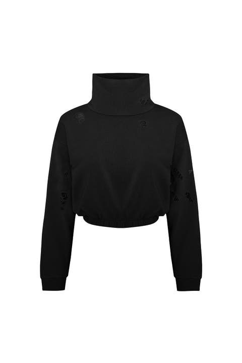 Cotton Destroyed High Neck Sweat